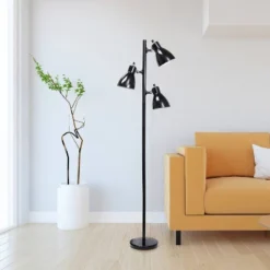 64" Traditional 3 Light Metal Floor Lamp With Adjustable Spotlight Shades Black - Creekwood Home -Adesso Shop GUEST fe361259 b342 4c37 9530 a936ca8eca80