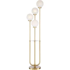 Possini Euro Design Mid Century Modern Glam Style Floor Lamp 4-Light LED 68.5" Tall Warm Gold Glass Globe Shade For Living Room House Uplight -Adesso Shop GUEST fe7d383c ec2e 495f b7dd d3f06a94be10
