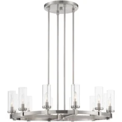 Stiffel Brushed Nickel Wagon Wheel Chandelier 36" Wide Modern Clear Glass Shade 12-Light Fixture For Dining Room House Kitchen 12 Stiffel Brushed Nickel Wagon Wheel Chandelier 36" Wide Modern Clear Glass Shade 12-Light Fixture For Dining Room House Kitchen -Adesso Shop GUEST feb1e0e3 8c41 44cc b38c 119a91b6ce7b