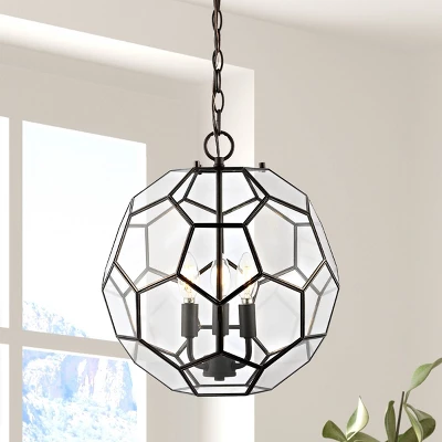 13.5" 3-Light Bee Modern Farmhouse Iron/Glass LED Pendant Oil Rubbed Bronze/Clear - JONATHAN Y 1 13.5" 3-Light Bee Modern Farmhouse Iron/Glass LED Pendant Oil Rubbed Bronze/Clear - JONATHAN Y