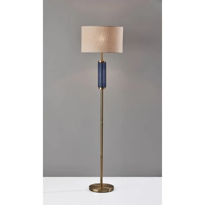 Glass Delilah Floor Lamp Antique Brass/Blue - Adesso 1 Glass Delilah Floor Lamp Antique Brass/Blue - Adesso