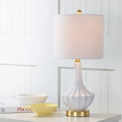 21.5" Ceramic Parker Mini Table Lamp (Includes LED Light Bulb) White - JONATHAN Y 1 21.5" Ceramic Parker Mini Table Lamp (Includes LED Light Bulb) White - JONATHAN Y