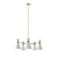 Ezra 5-Light Adjustable Chandelier Antique Brass/White - Ink+Ivy -Adesso Shop GUEST fff79377 28d5 4d70 8235 cbfc8d5060e9
